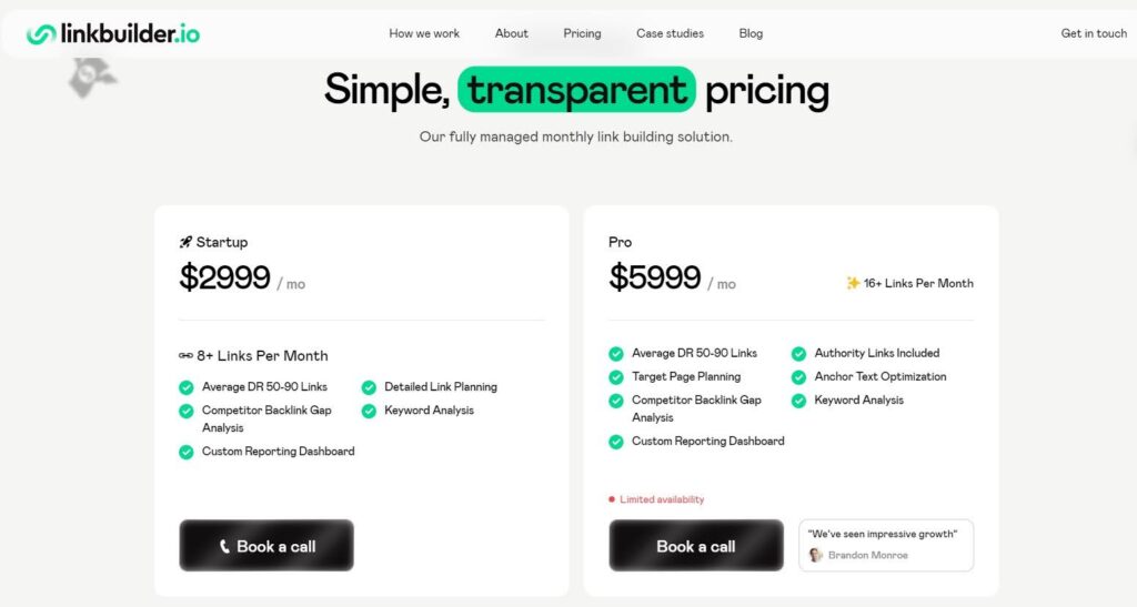 Linkbuilder pricing