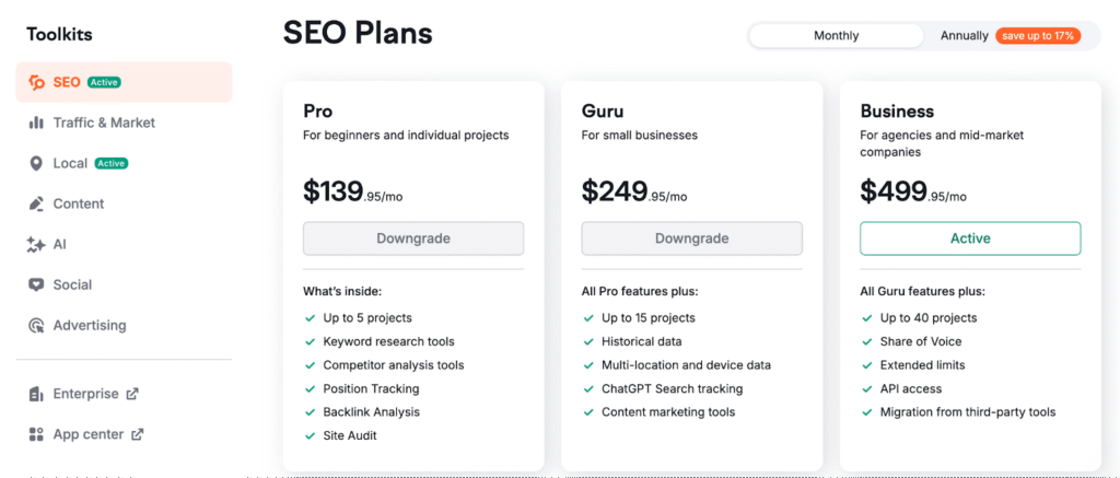 Semrush pricing